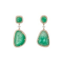 Muzo Emerald Colombia Diamonds 18K Yellow Gold Drop Earrings