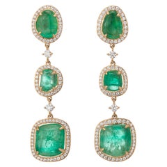 Muzo Emerald Colombia Diamonds 18K Yellow Gold Drop Earrings