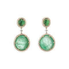 Muzo Emerald Colombia Diamonds 18K Yellow Gold Drop Earrings