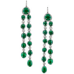 Long drop Muzo Emerald Colombia Earrings in 18K White Gold Long drop Muzo Emerald Colombia Earrings in 18K White Gold