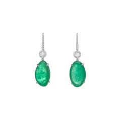 Muzo Emerald Colombia Diamonds 18K White Gold Classic Drop Earrings