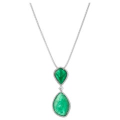 Muzo Emerald Colombia Diamonds Classic 18K White Gold Chain Necklace