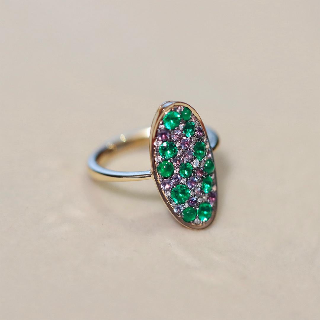Muzo Emerald Colourchanging Alexandrite Diamond Pave Ring For Sale 6