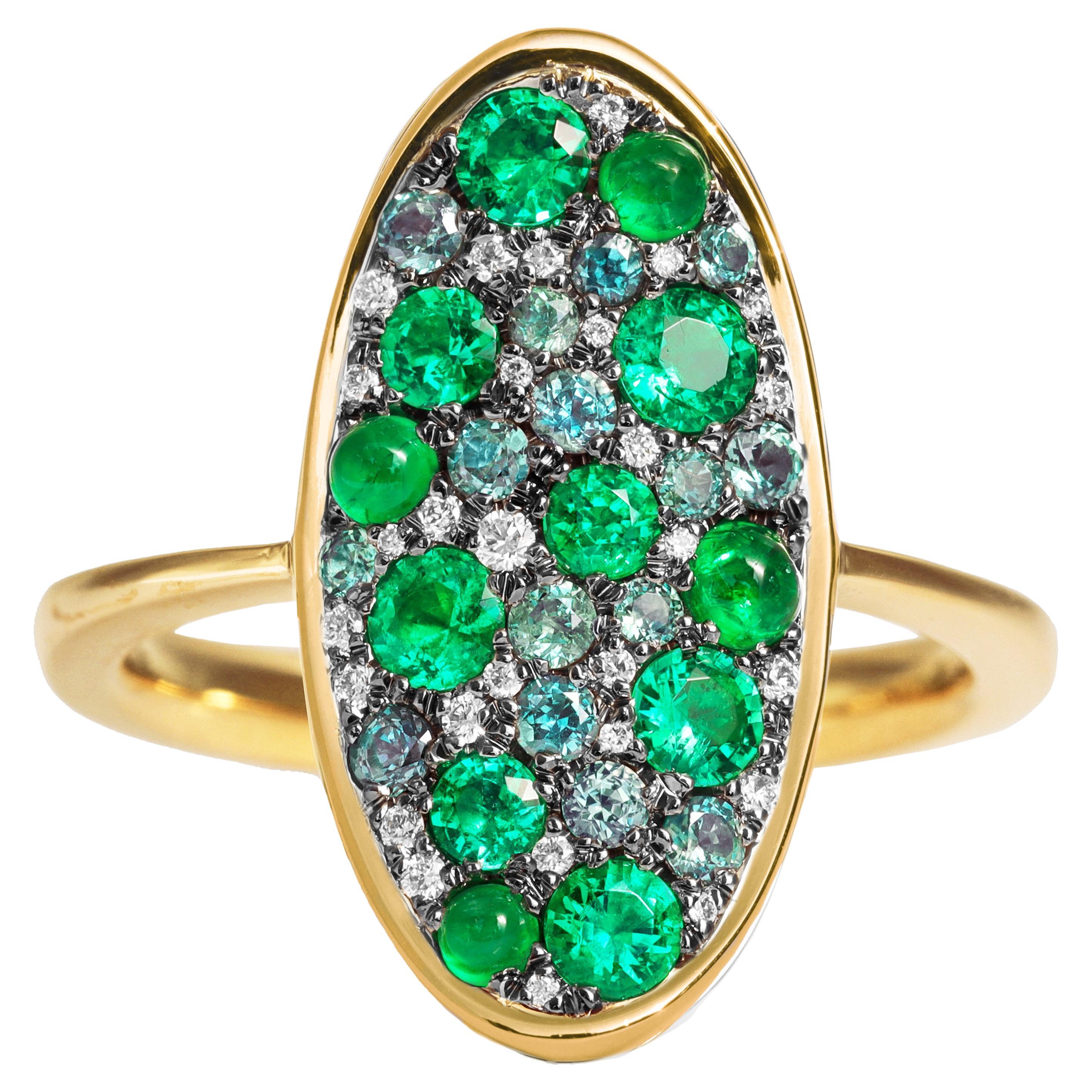 Muzo Emerald Colourchanging Alexandrite Diamond Pave Ring