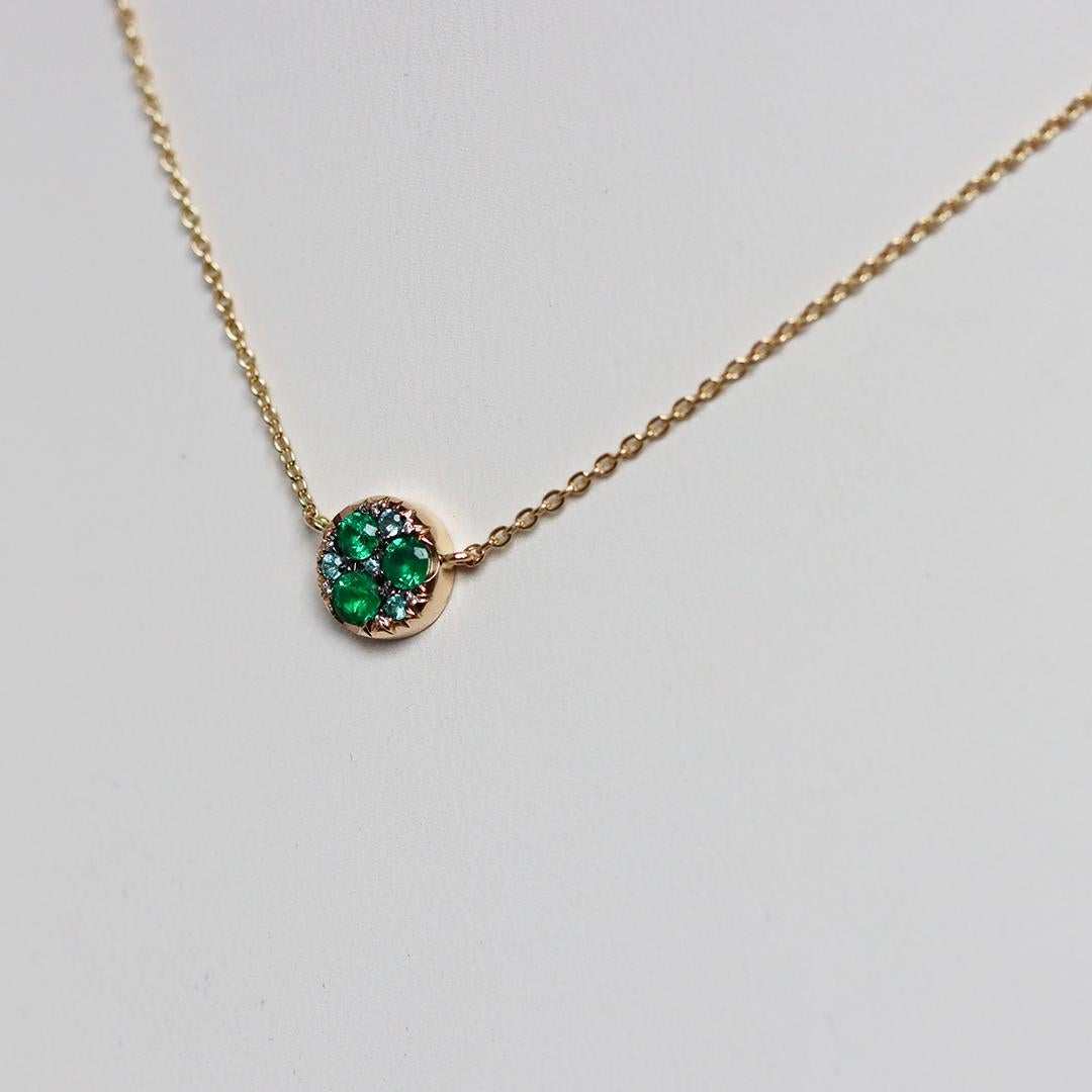 Contemporaneo Collana con ciondolo Muzo Emerald Paraiba Tourmaline Pave in vendita