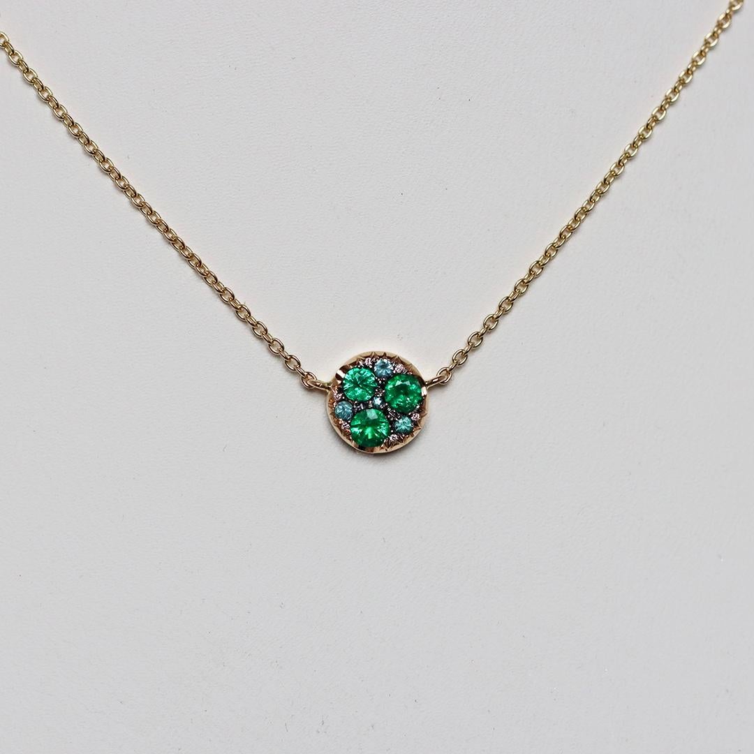 Taglio brillante Collana con ciondolo Muzo Emerald Paraiba Tourmaline Pave in vendita