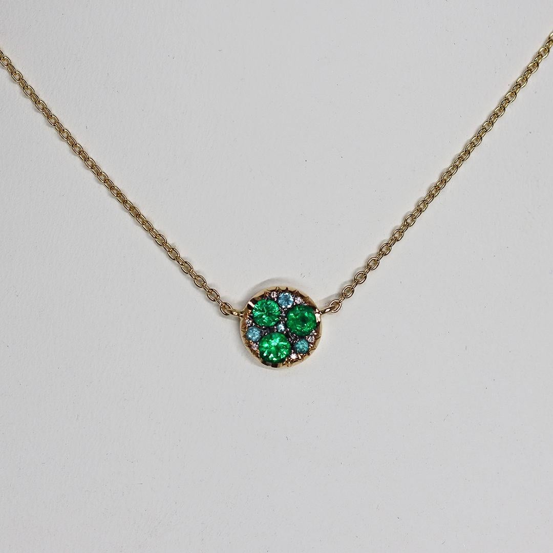 Collana con ciondolo Muzo Emerald Paraiba Tourmaline Pave in vendita 1
