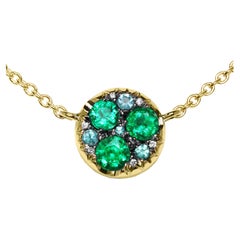 Muzo Emerald Paraiba Tourmaline Pave Pendant Necklace