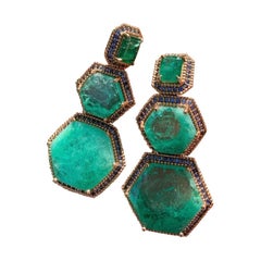 Muzo Hexagonal Emerald Trapiche Earrings