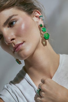 Muzo Hexagonal Emerald Trapiche Earrings