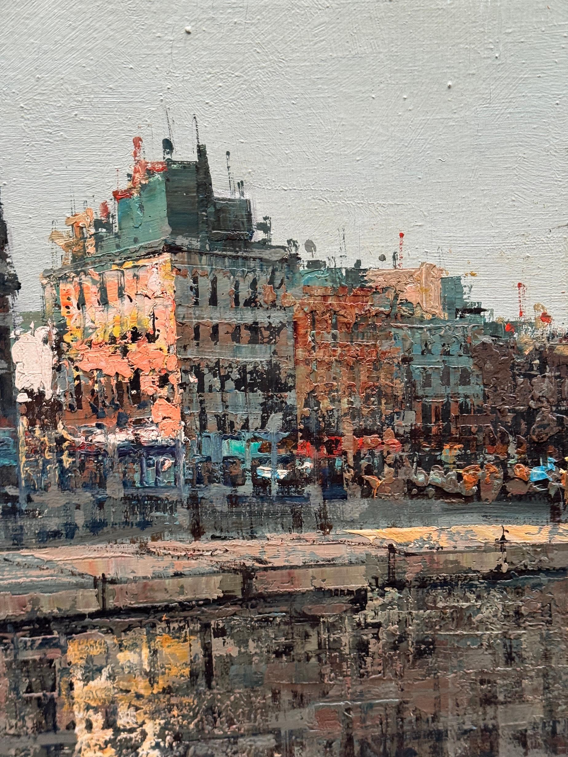 Escena urbana impresionista del siglo XX de París desde el Sena en venta 6
