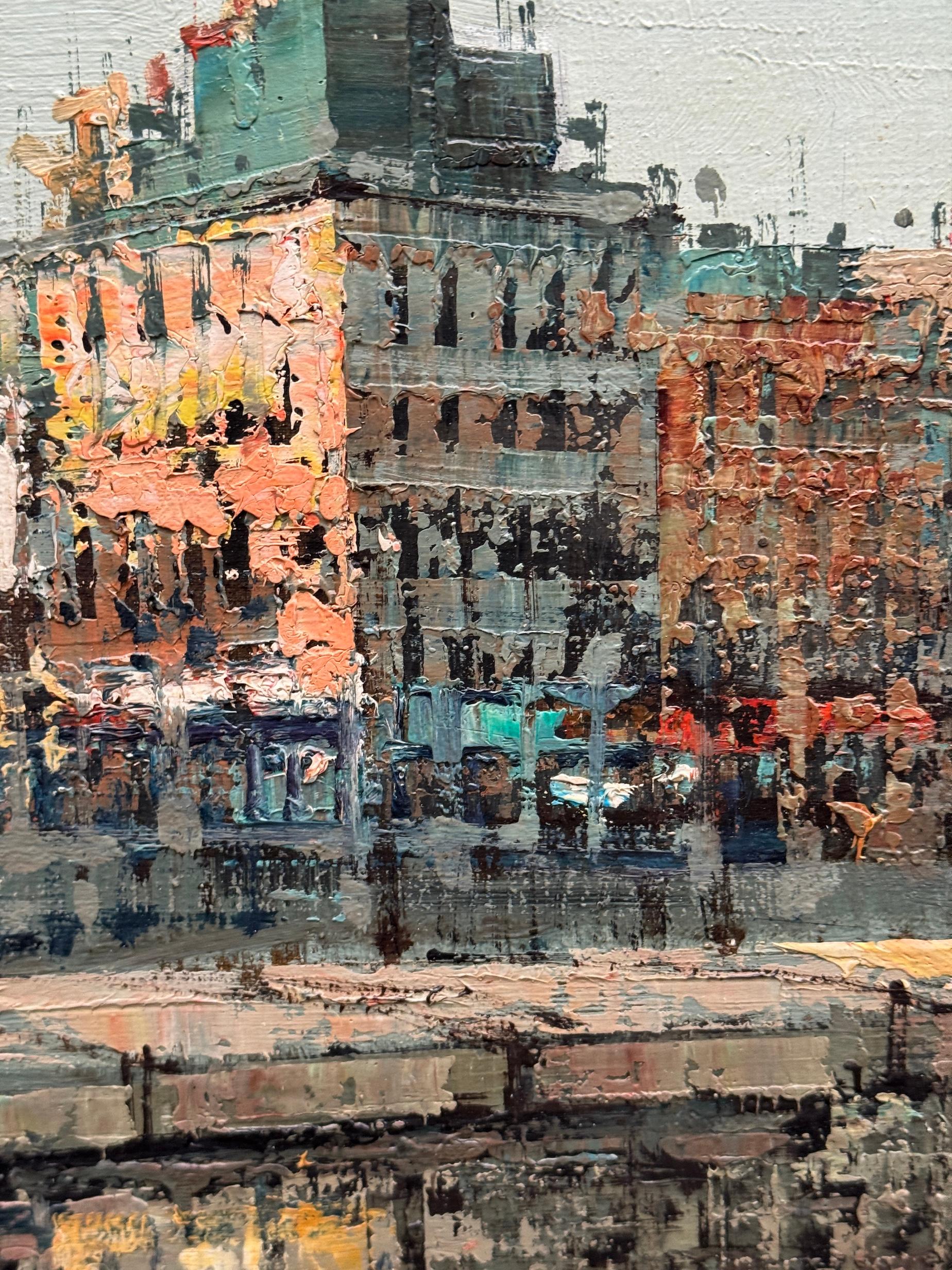 Escena urbana impresionista del siglo XX de París desde el Sena en venta 8
