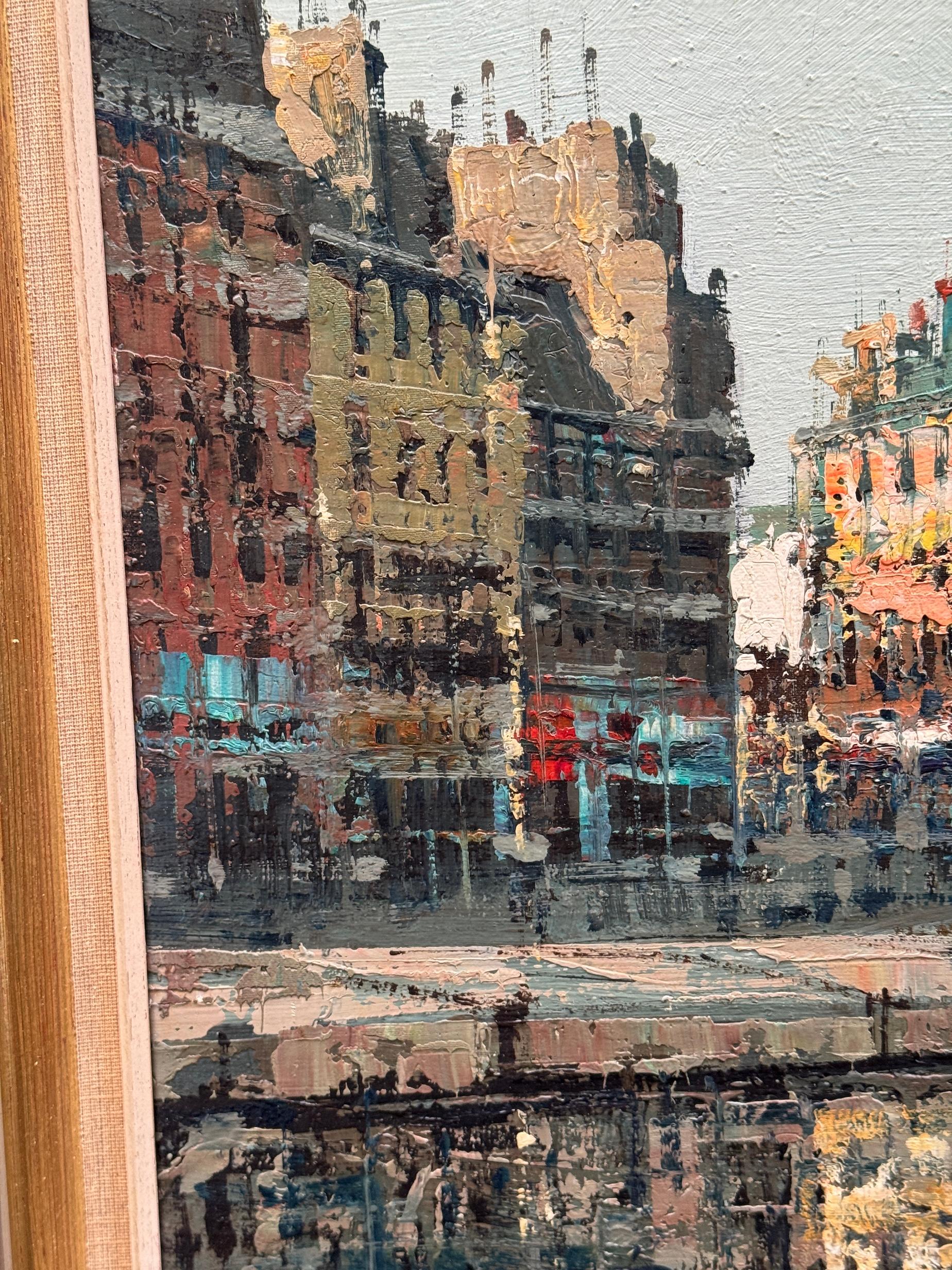 Escena urbana impresionista del siglo XX de París desde el Sena - Painting Impresionista de M.Verani
