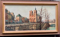 20th century Impressionist City scene of Paris from the Seine