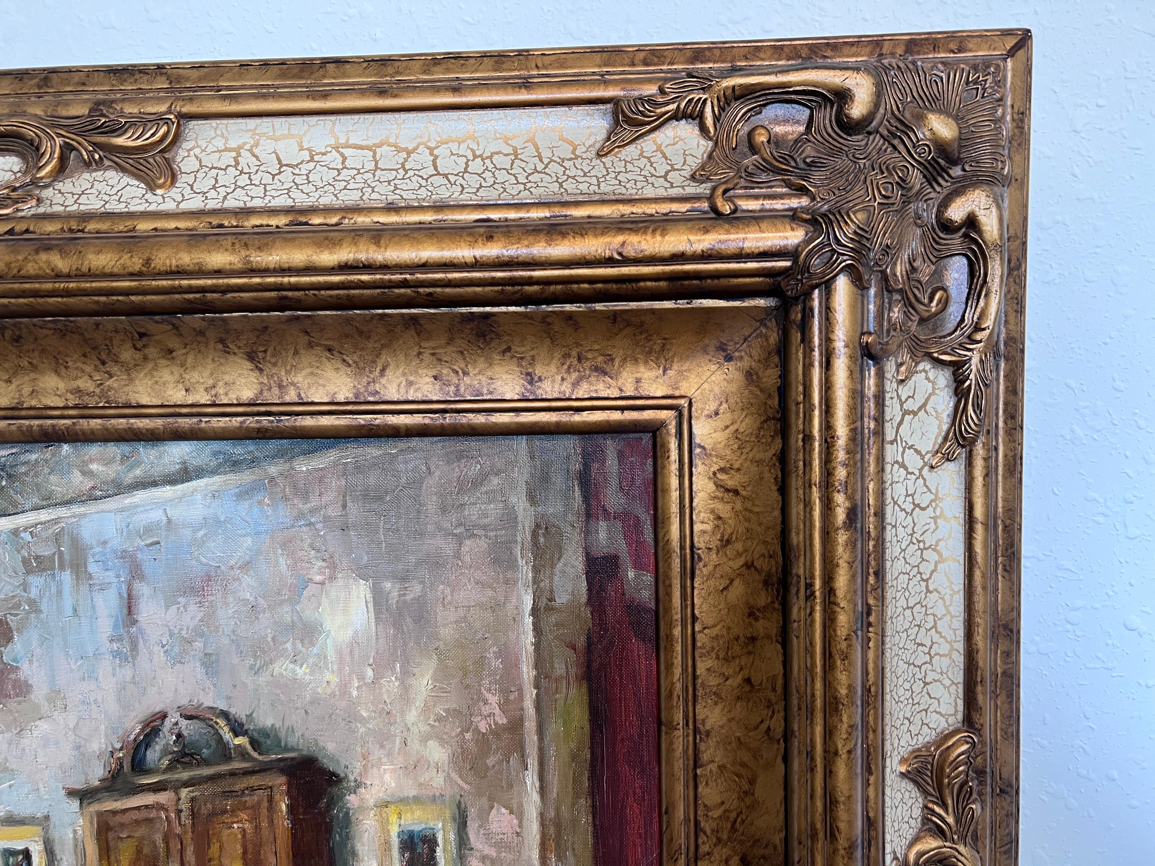 M. Vidiella (Europe 20C) Oil painting on canvas, Genre Scene, Amazing Frame For Sale 1