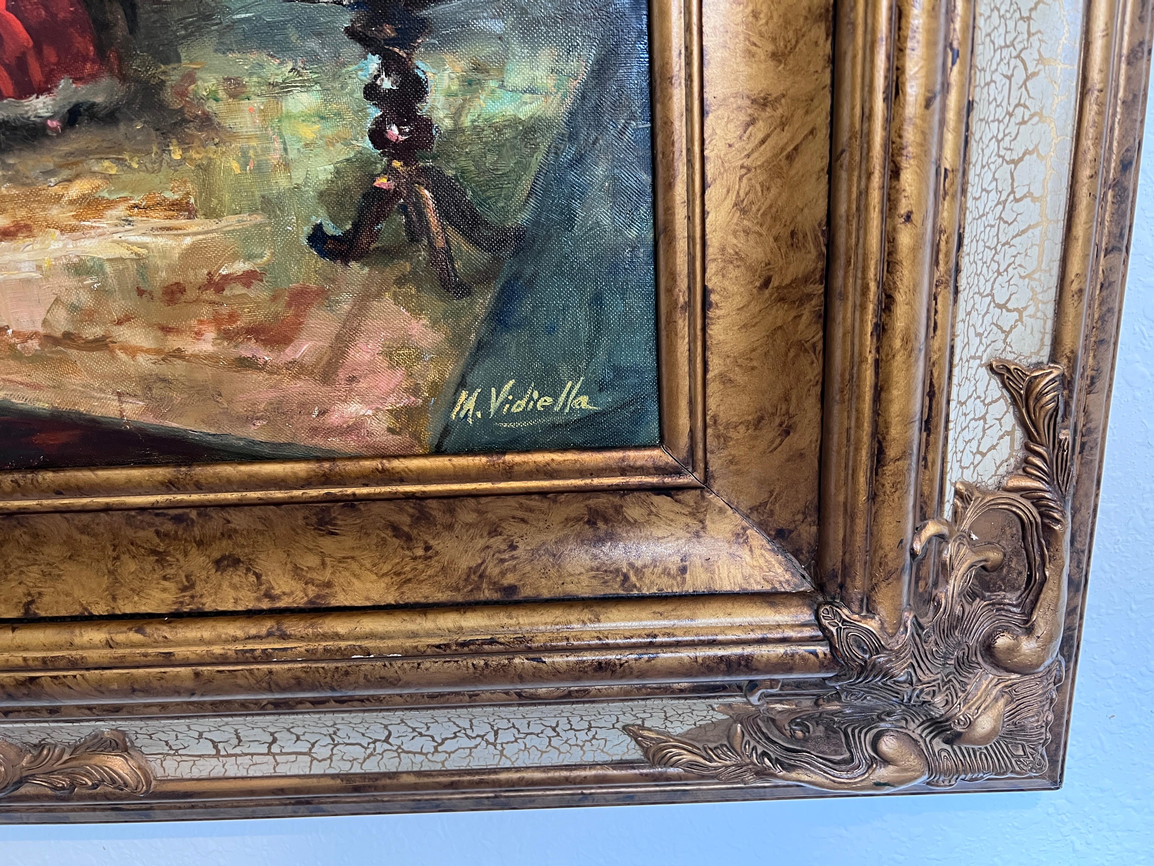 M. Vidiella (Europe 20C) Oil painting on canvas, Genre Scene, Amazing Frame For Sale 2