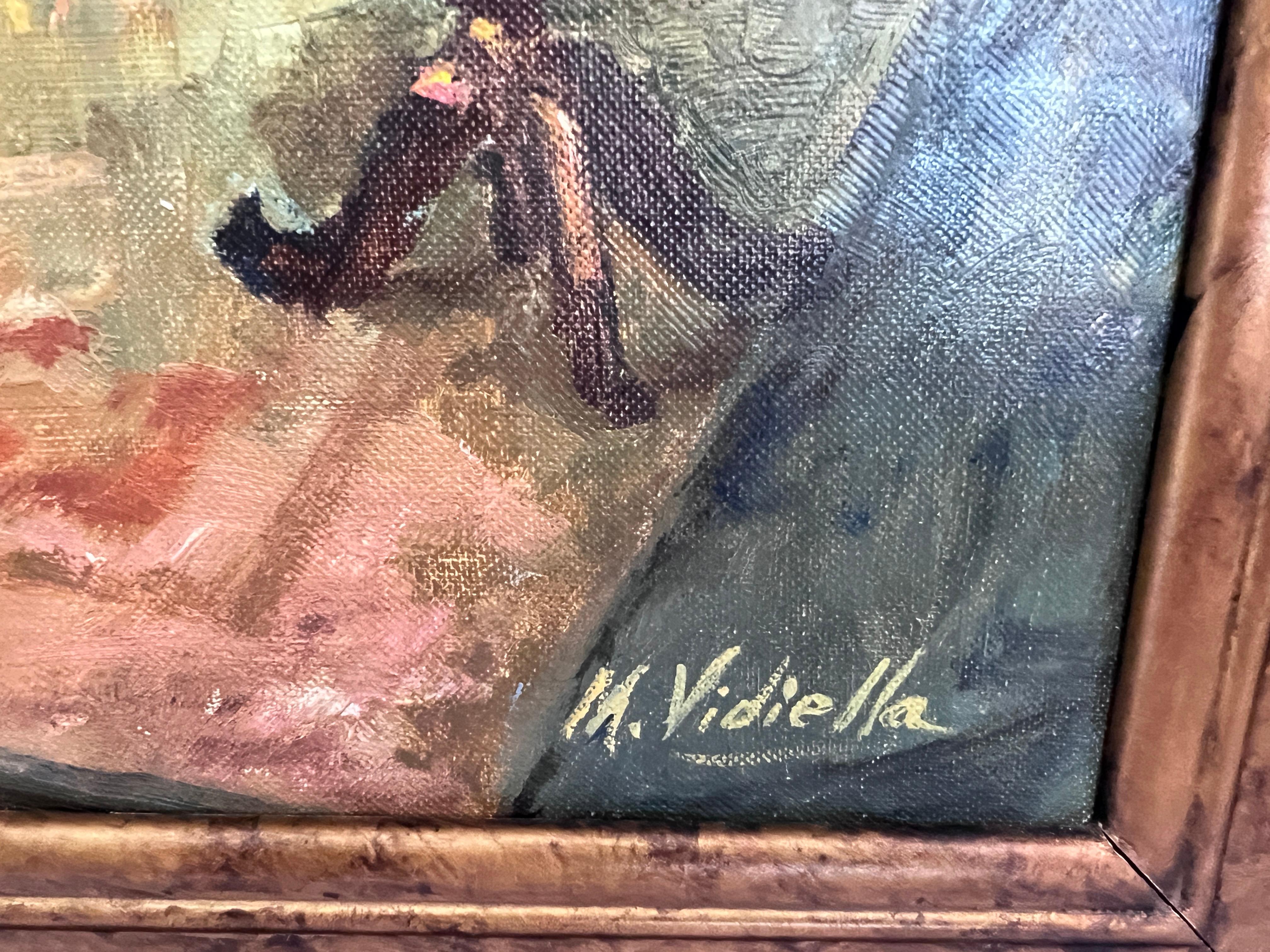 M. Vidiella (Europe 20C) Oil painting on canvas, Genre Scene, Amazing Frame For Sale 3