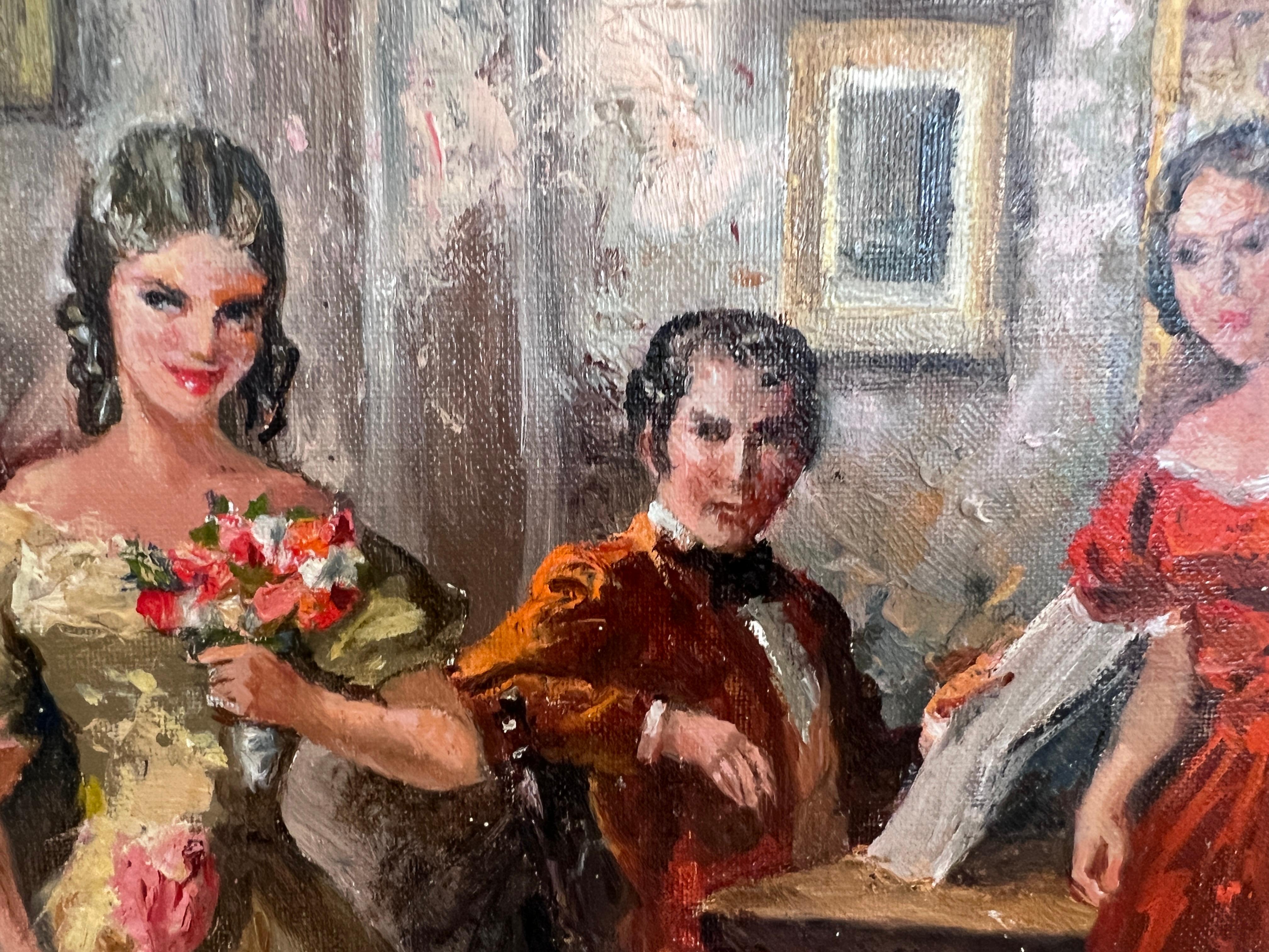 M. Vidiella (Europe 20C) Oil painting on canvas, Genre Scene, Amazing Frame For Sale 4