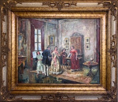M. Vidiella (Europa 20C) Óleo sobre lienzo, Escena de género, Marco asombroso