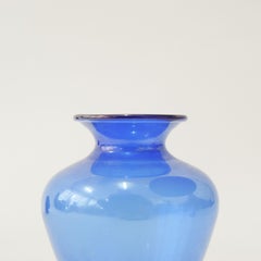 Vase M.V.M Cappellin en verre de Murano modèle n° 5383 en bleu, Italie, années 1920