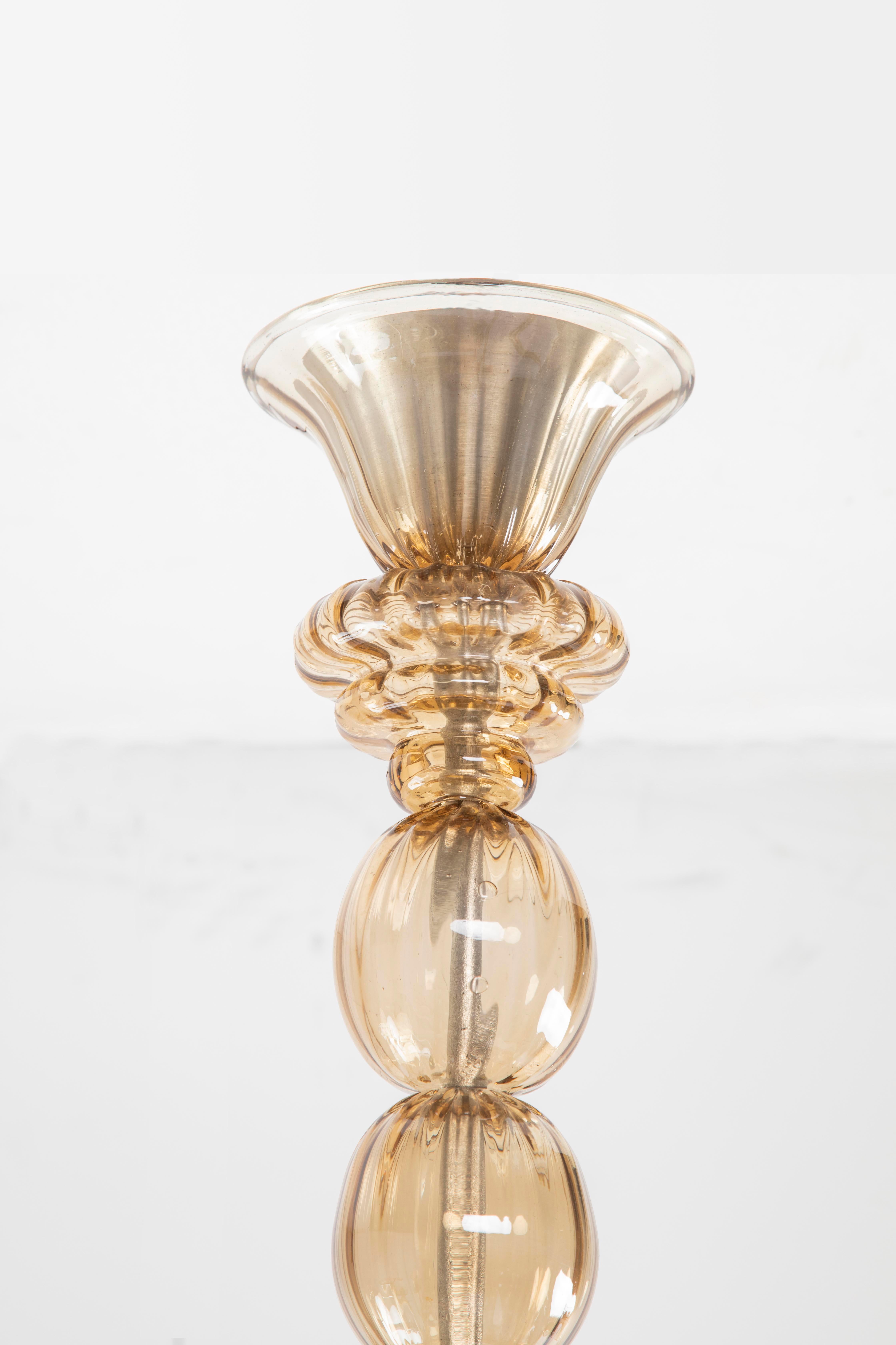 Metal MVM Cappellin Attribution Chandelier blown Murano glass Italian Design 1920 ca. For Sale