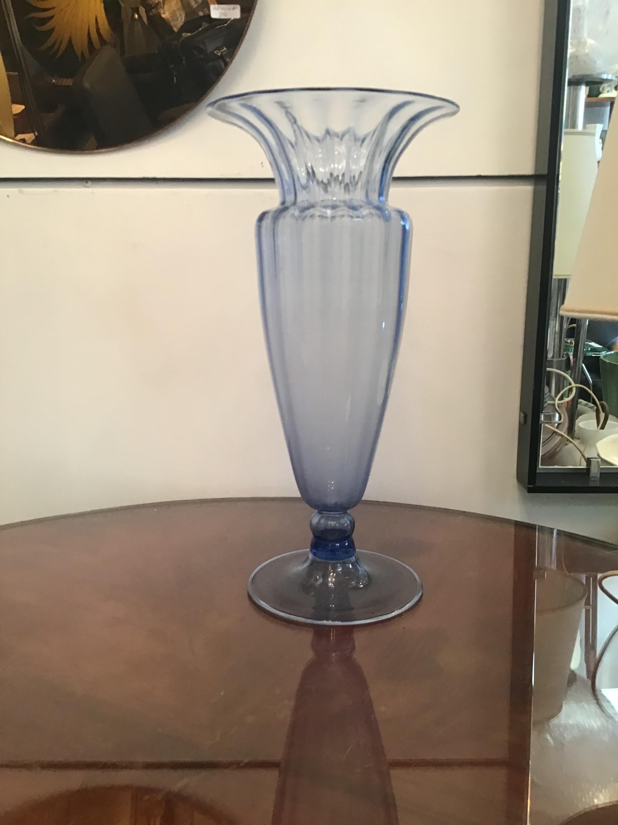 MVM Cappellin Vase Blu Murano Glass, 1925, Italy For Sale 5