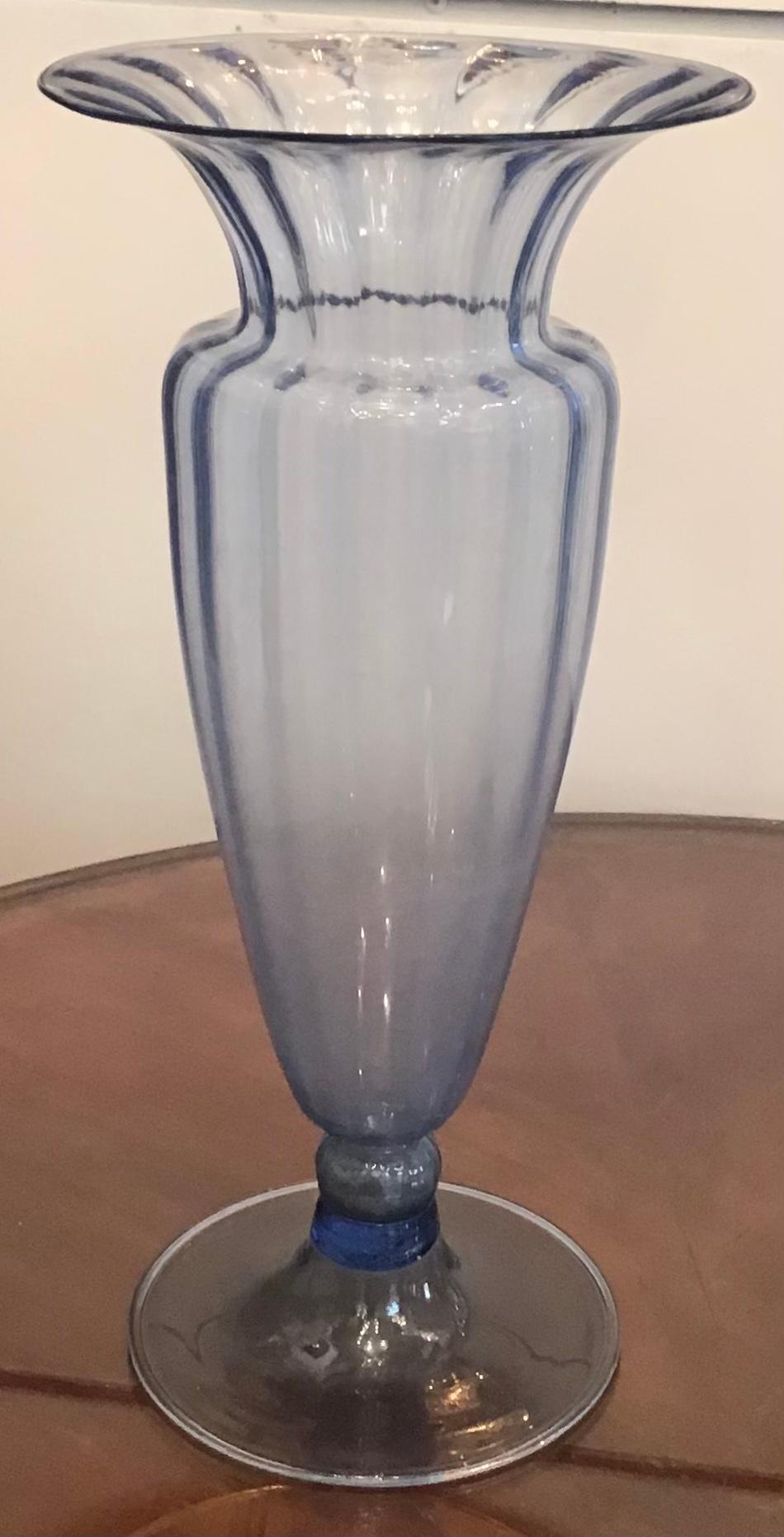 Italian MVM Cappellin Vase Blu Murano Glass, 1925, Italy For Sale