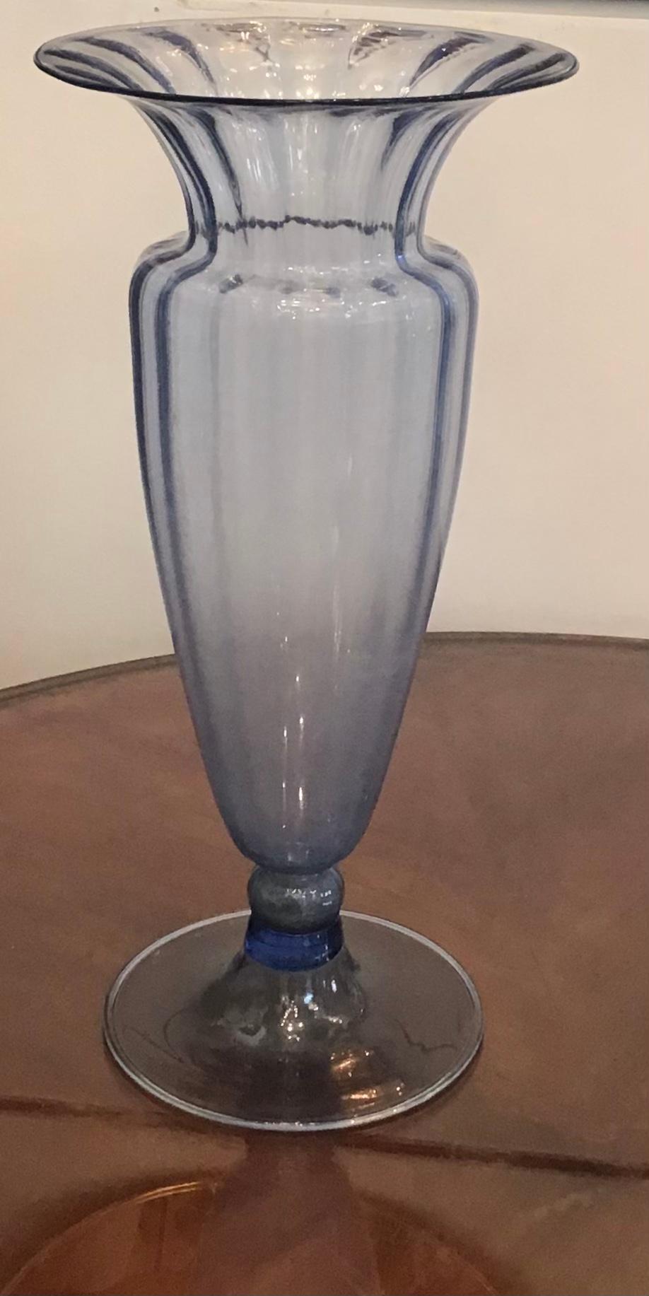 MVM Cappellin Vase Blu Murano Glass, 1925, Italy In Excellent Condition For Sale In Milano, IT