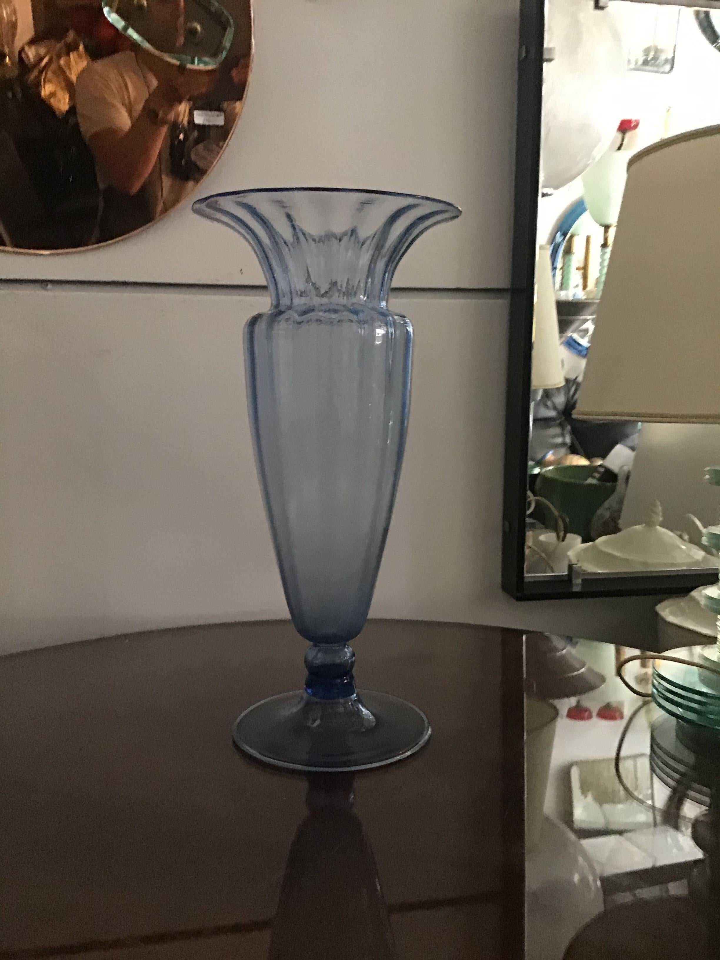 MVM Cappellin Vase Blu Murano Glass, 1925, Italy For Sale 1