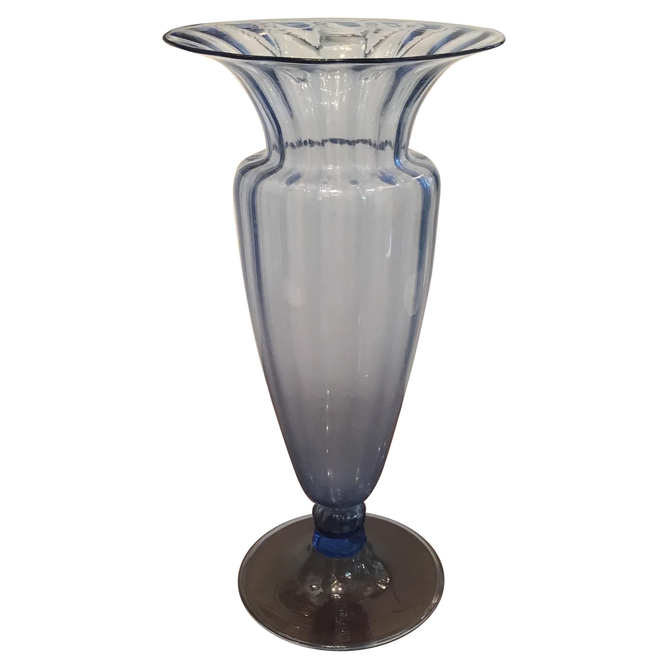 Vase Cappellin de MVM en verre de Murano bleu, 1925, Italie
