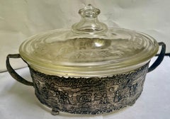 M.W. Carr Co. MWC Co Silver Plate Embossed Dutch Casserole Holder w/Pyrex