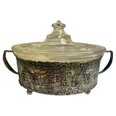 M.W. Carr Co. MWC Co Silver Plate Embossed Dutch Casserole Holder w/Pyrex
