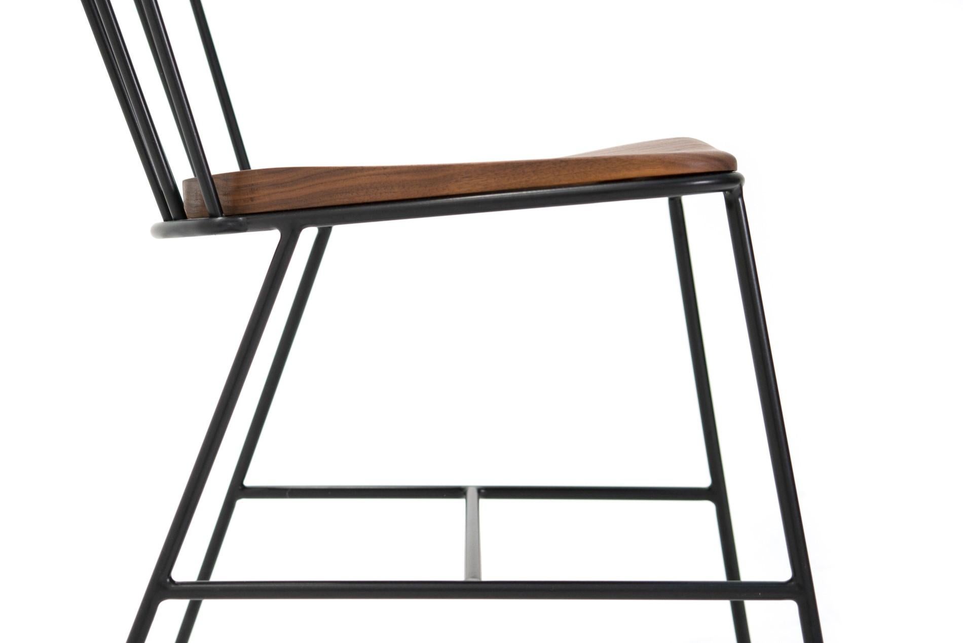 Mw Chair 01 Retro Inspired Chair in Shaped Walnut and Solid Steel Frame In Excellent Condition For Sale In beirut, LB