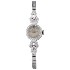 M&W Ullman Platinum Hand-Winding Women's Dress Watch with Diamonds