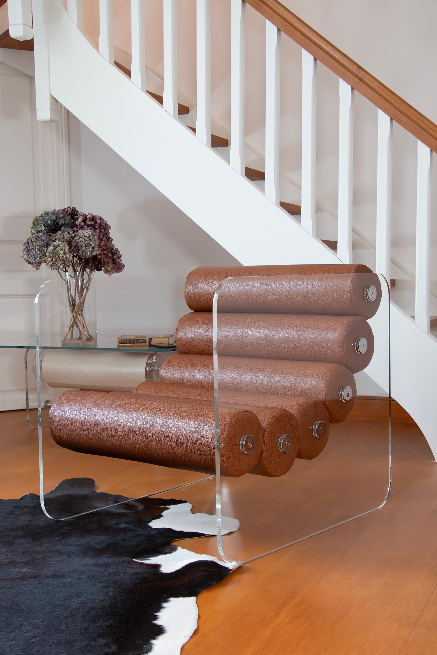 MW02  In Bauhaus-Stil mit veganem Ledersitz aus Perle, entworfen von MW DESIGNER im Angebot 2