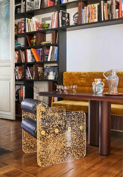 Silla de diseño Mw04 "Gold" hecha a mano en Francia por el diseñador francés Olivier Santini