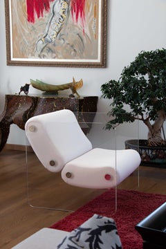 Mw08 design white armchair, handmade in France by designer Olivier Santini