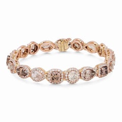 MWI Multi Shape Natural Colored Diamond Tennis Bracelet 13.12Ctw 18K Rose Gold