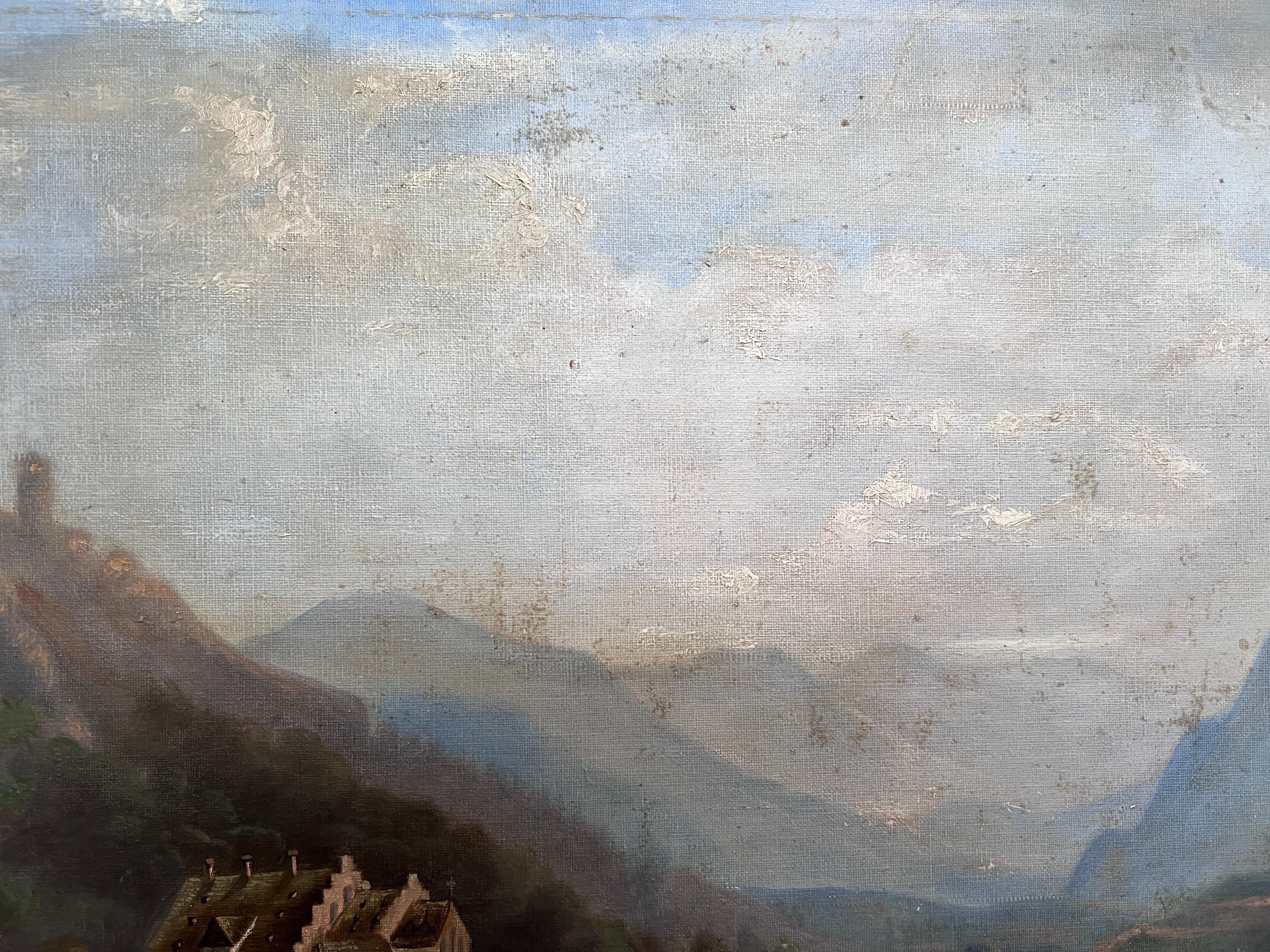 1902 M. Wierth Gran óleo antiguo original sobre lienzo, Paisaje, Enmarcado en venta 5