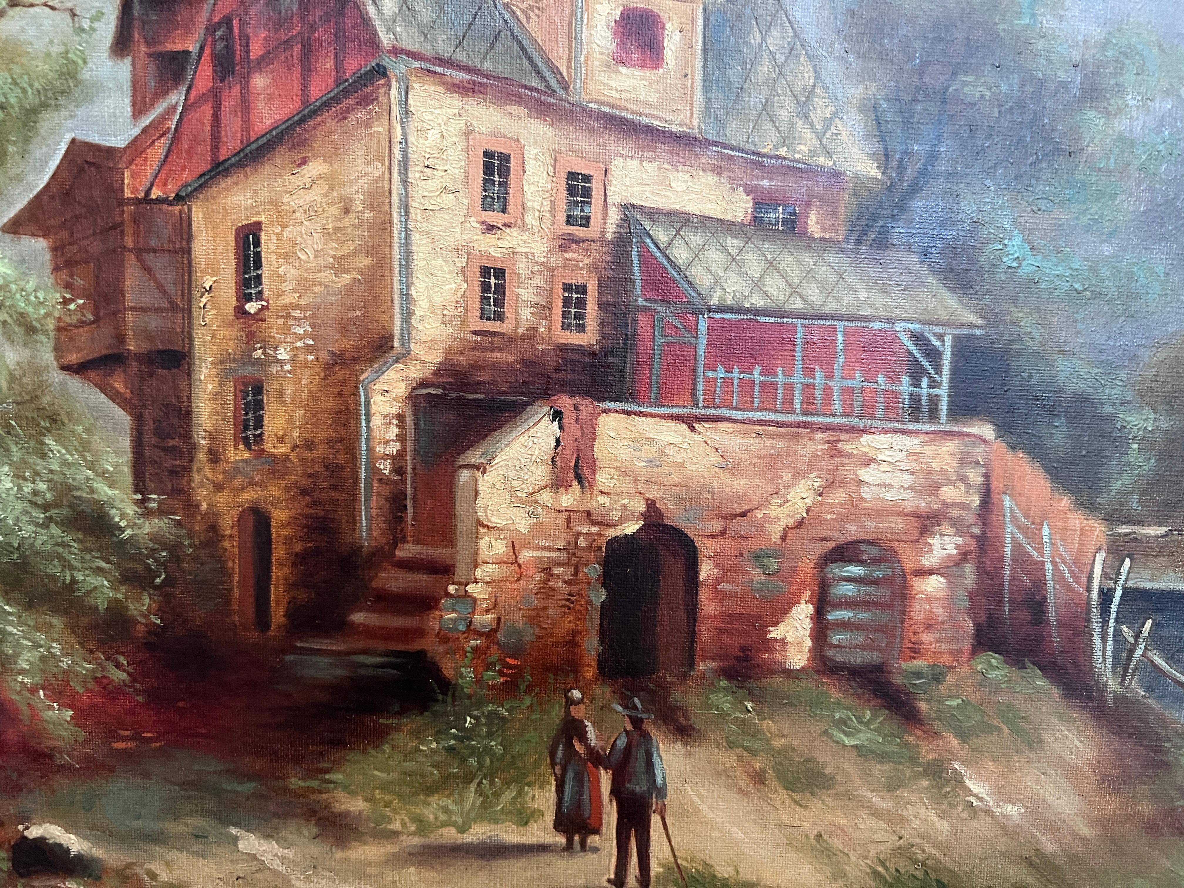 1902 M. Wierth Gran óleo antiguo original sobre lienzo, Paisaje, Enmarcado en venta 4