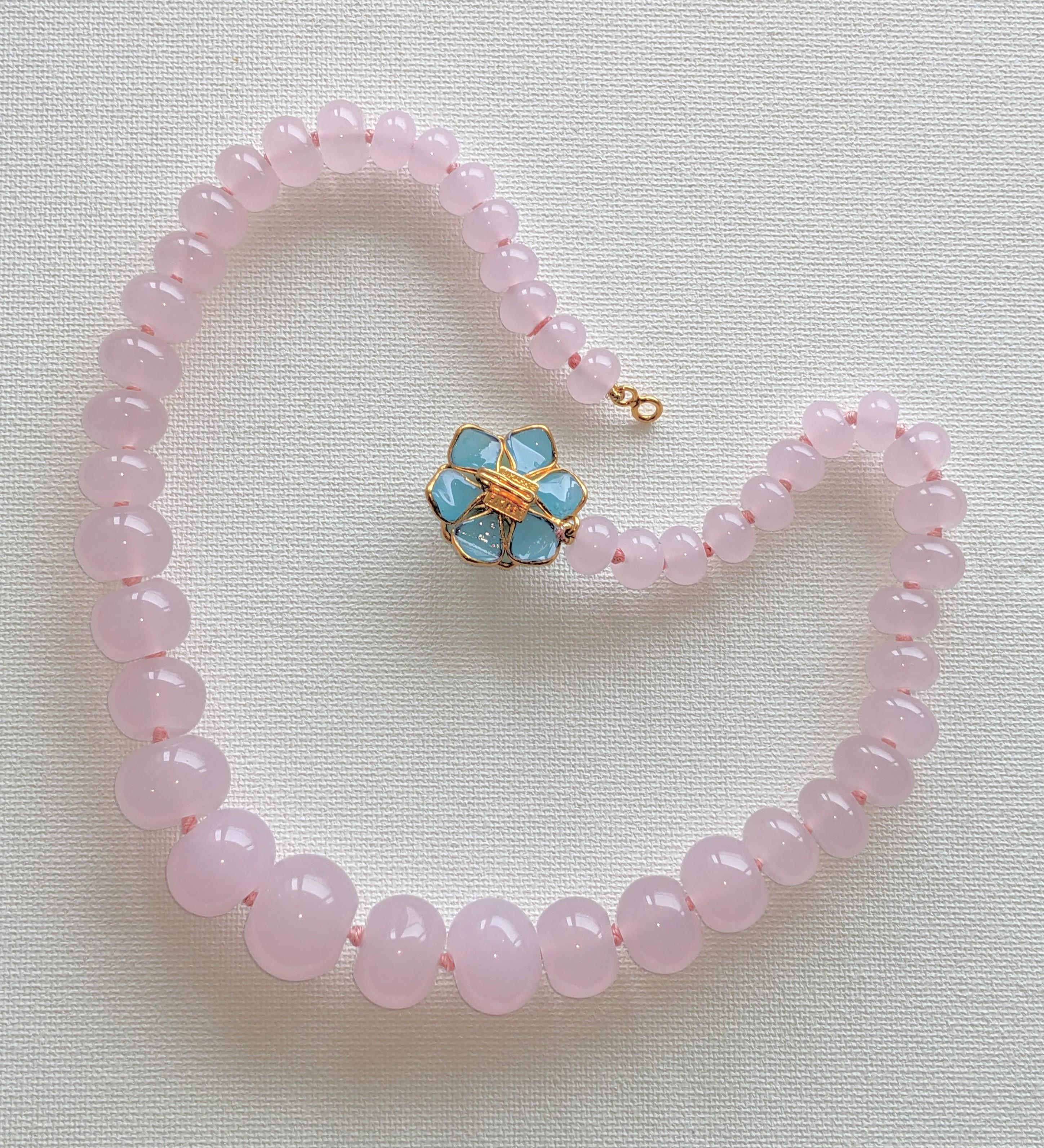 MWLC Abgestufte Rosenquarz-Perlenkette Damen im Angebot