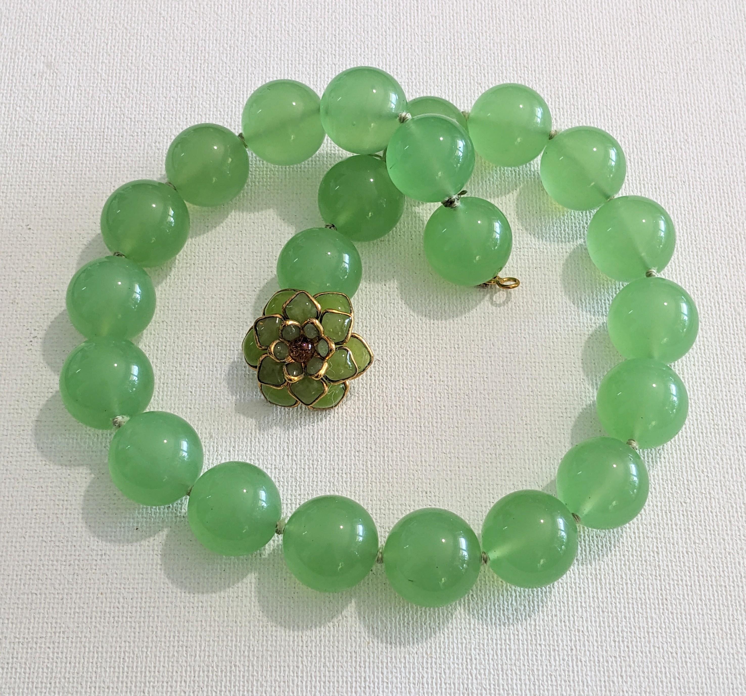 Donna MWLC Collana in vetro Gripoix Lime Zinnia in vendita