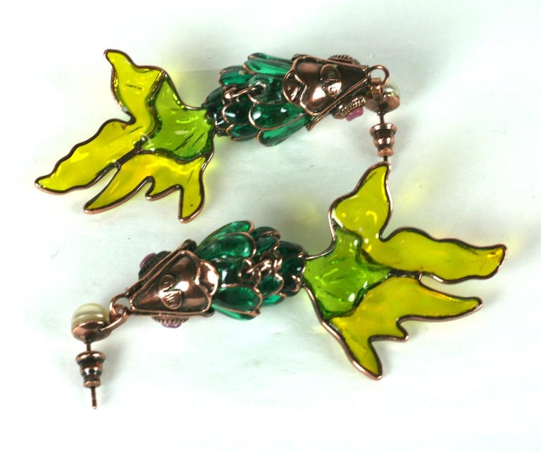 MWLC Poured Glass Koi Fish Earrings For Sale at 1stDibs