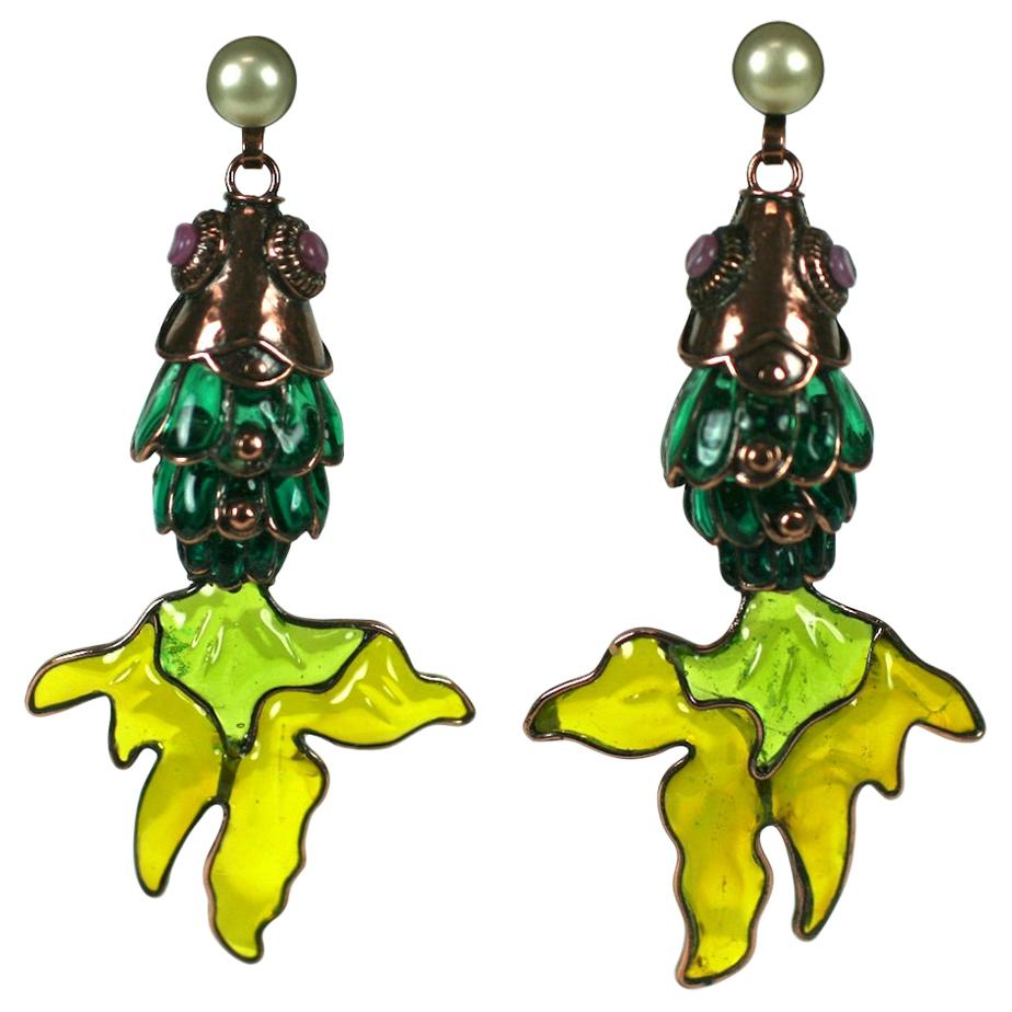MWLC Poured Glass Koi Fish Earrings For Sale