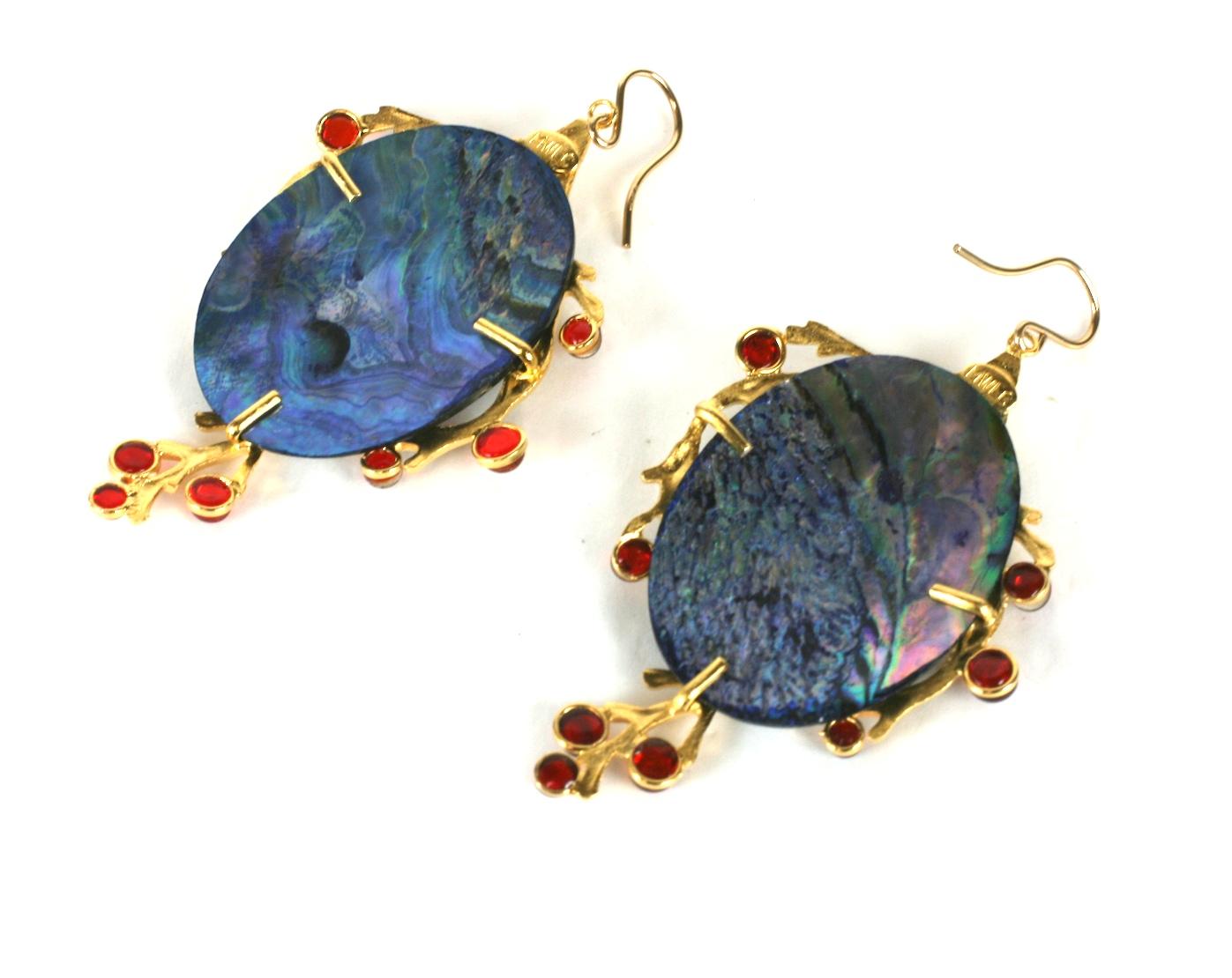 MWLC Poured Glass Seaweed Long Earrings In New Condition For Sale In New York, NY