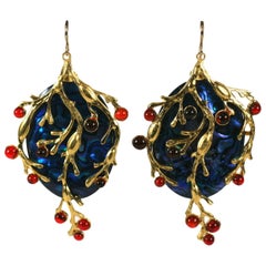 MWLC Pendientes largos de algas de vidrio colado