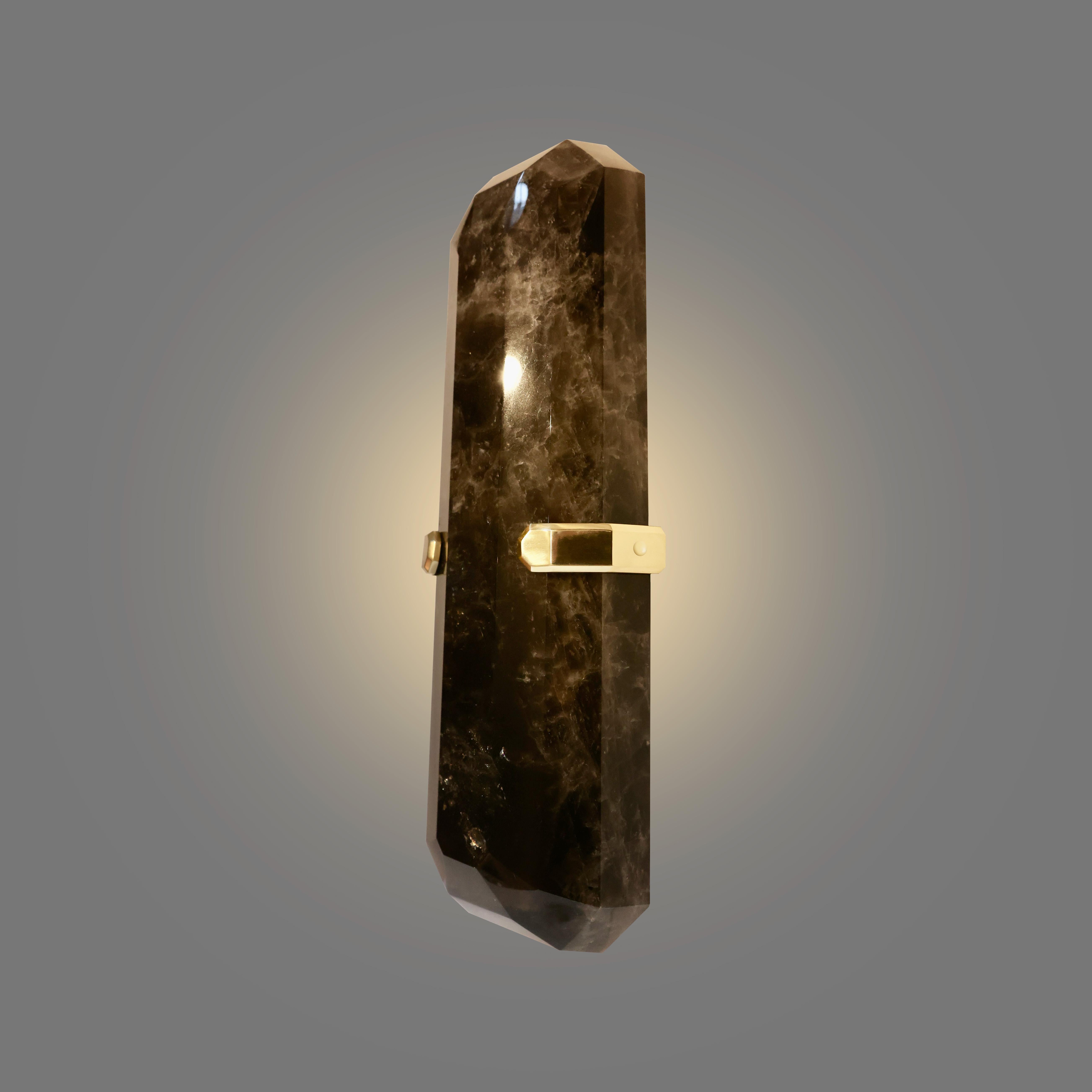 Contemporary MWR18 Smoky Rock Crystal Sconces By Phoenix For Sale