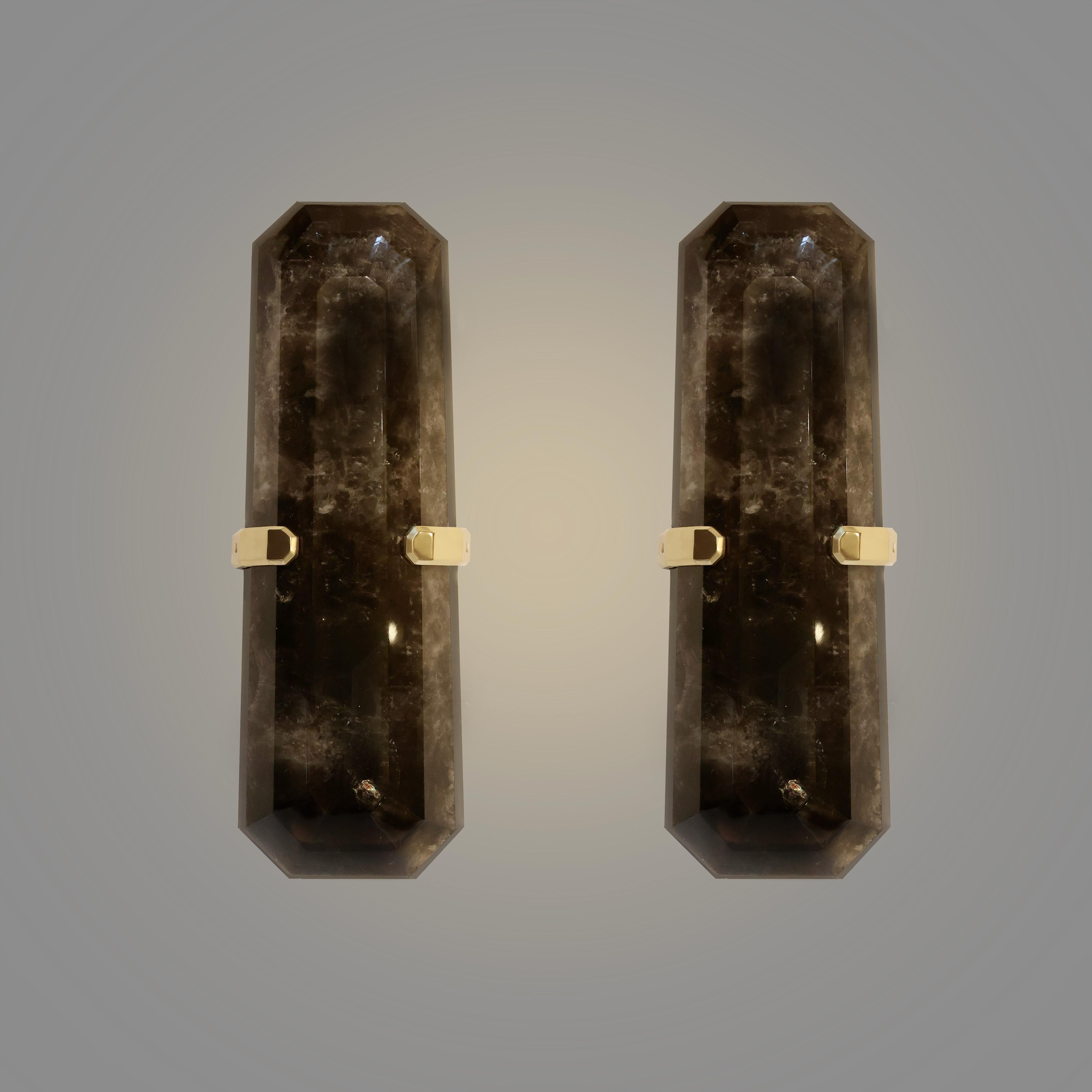 MWR18 Smoky Rock Crystal Sconces By Phoenix For Sale 2