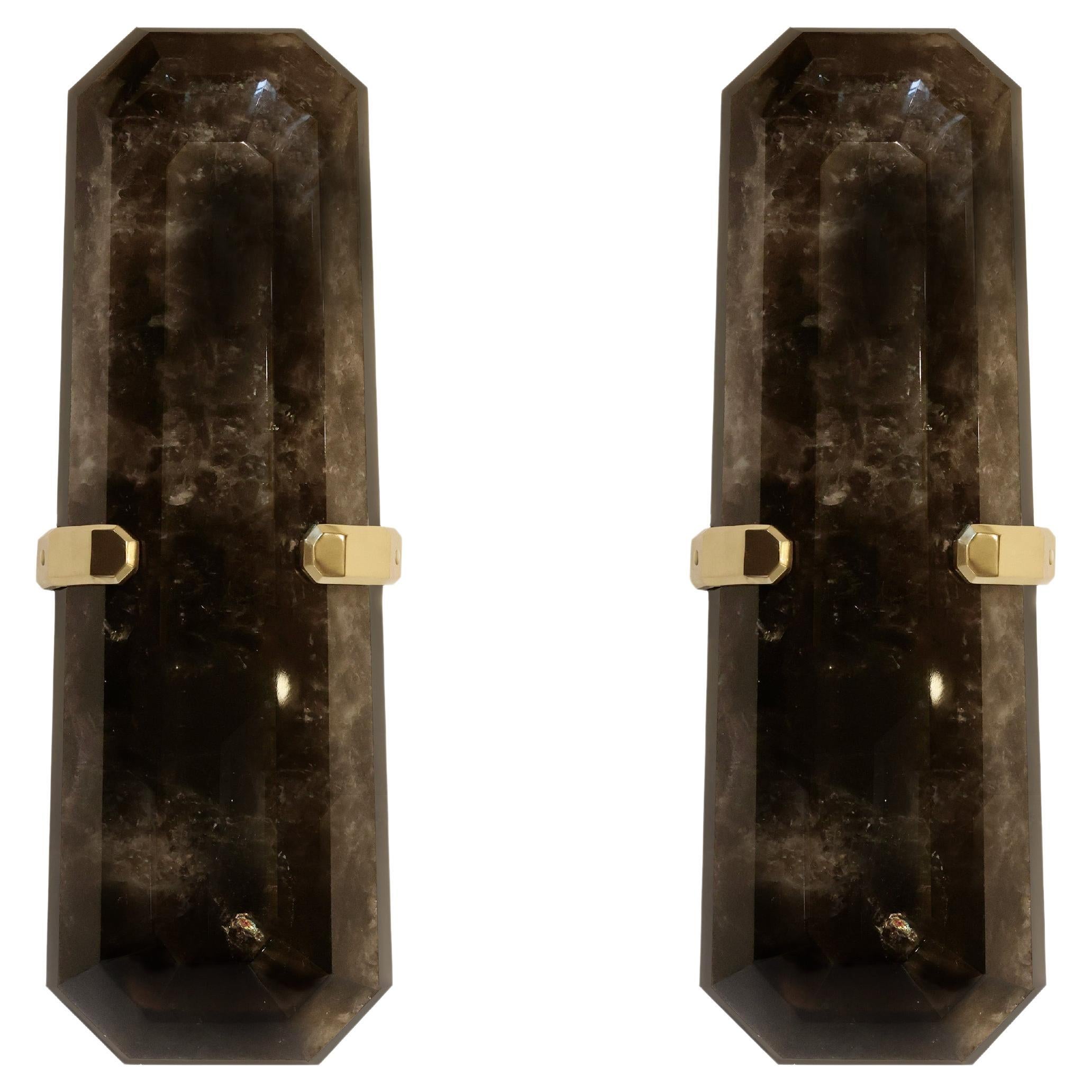 MWR18 Smoky Rock Crystal Sconces By Phoenix For Sale