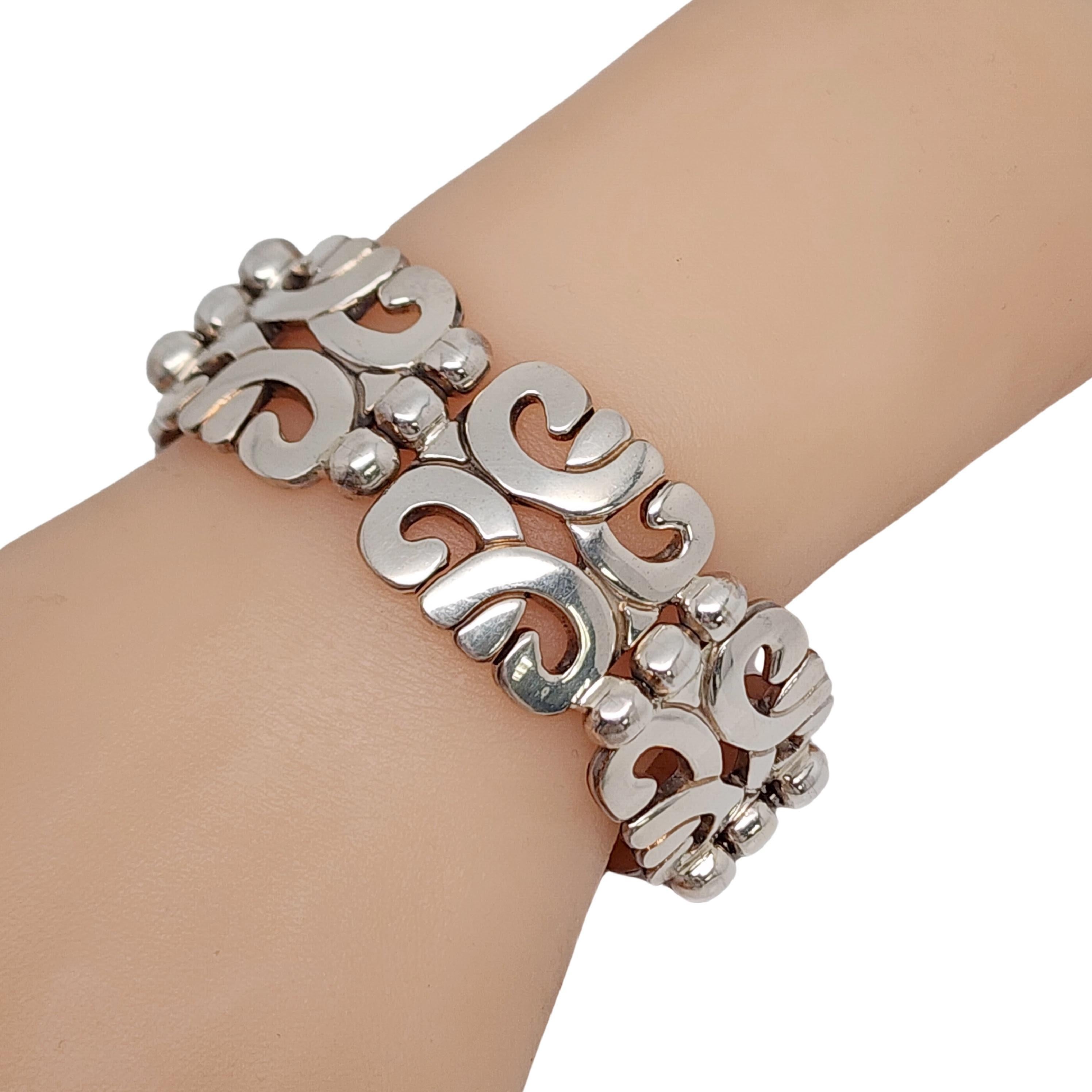 MWS Mexico Mark Wasserman Samara Sterling Silver Panel Link Bracelet #16441 For Sale 1